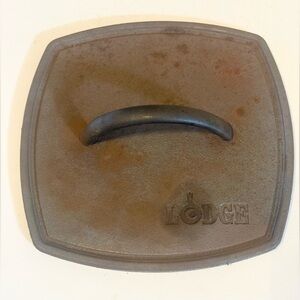 LODGE Flat Cast Iron Grill Burger Panini Press Black Square 8.25” Heavy Duty